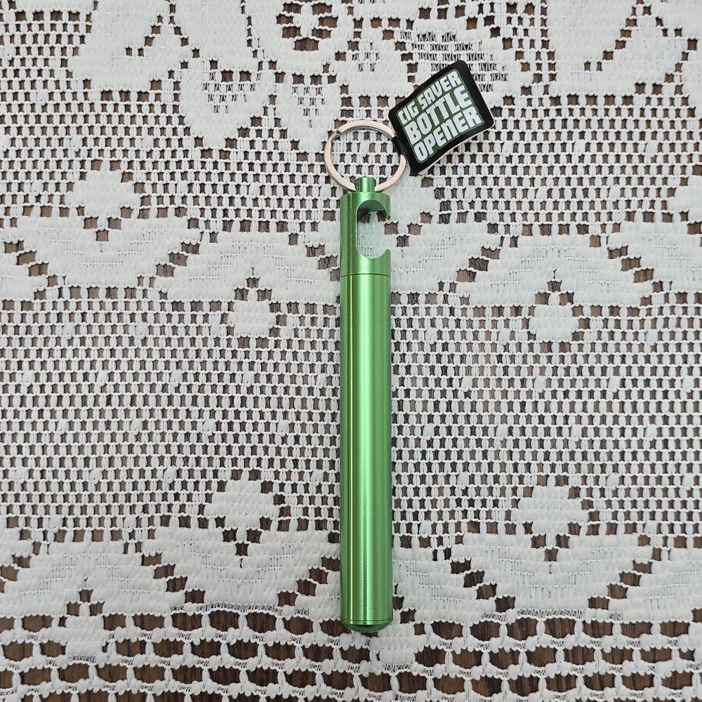 NWT Smokezilla Storage Tube Container Keychain with Bottle Opener Metallic Green